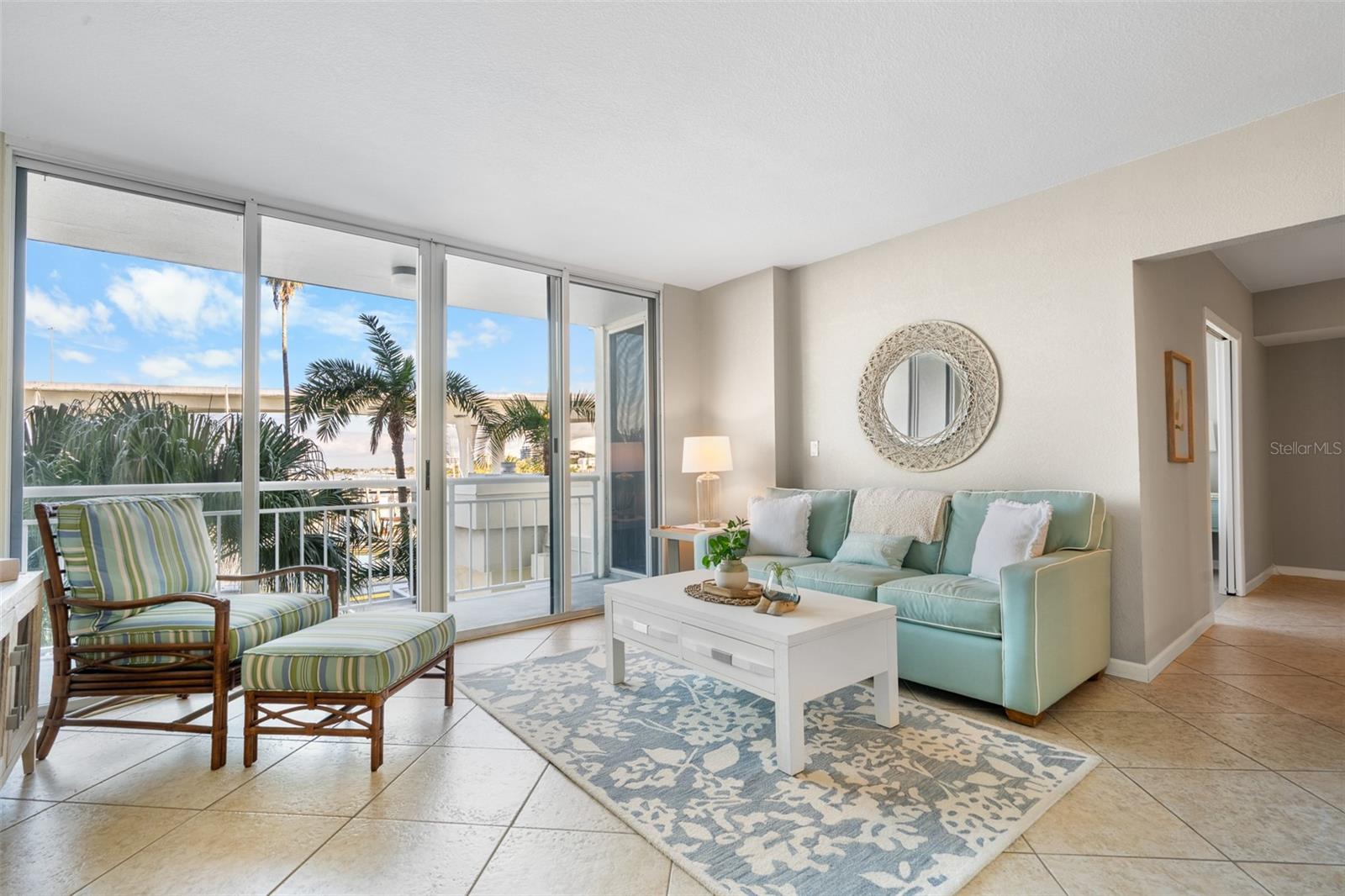 Living Room with View of Balcony