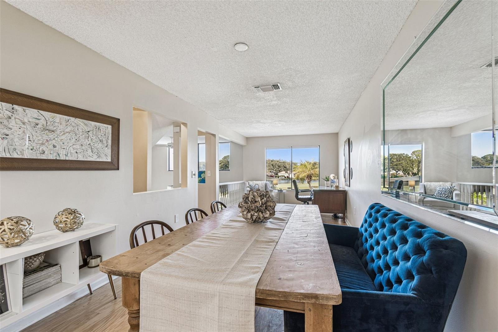 Even while dining, you have a view of the golf course and pond.