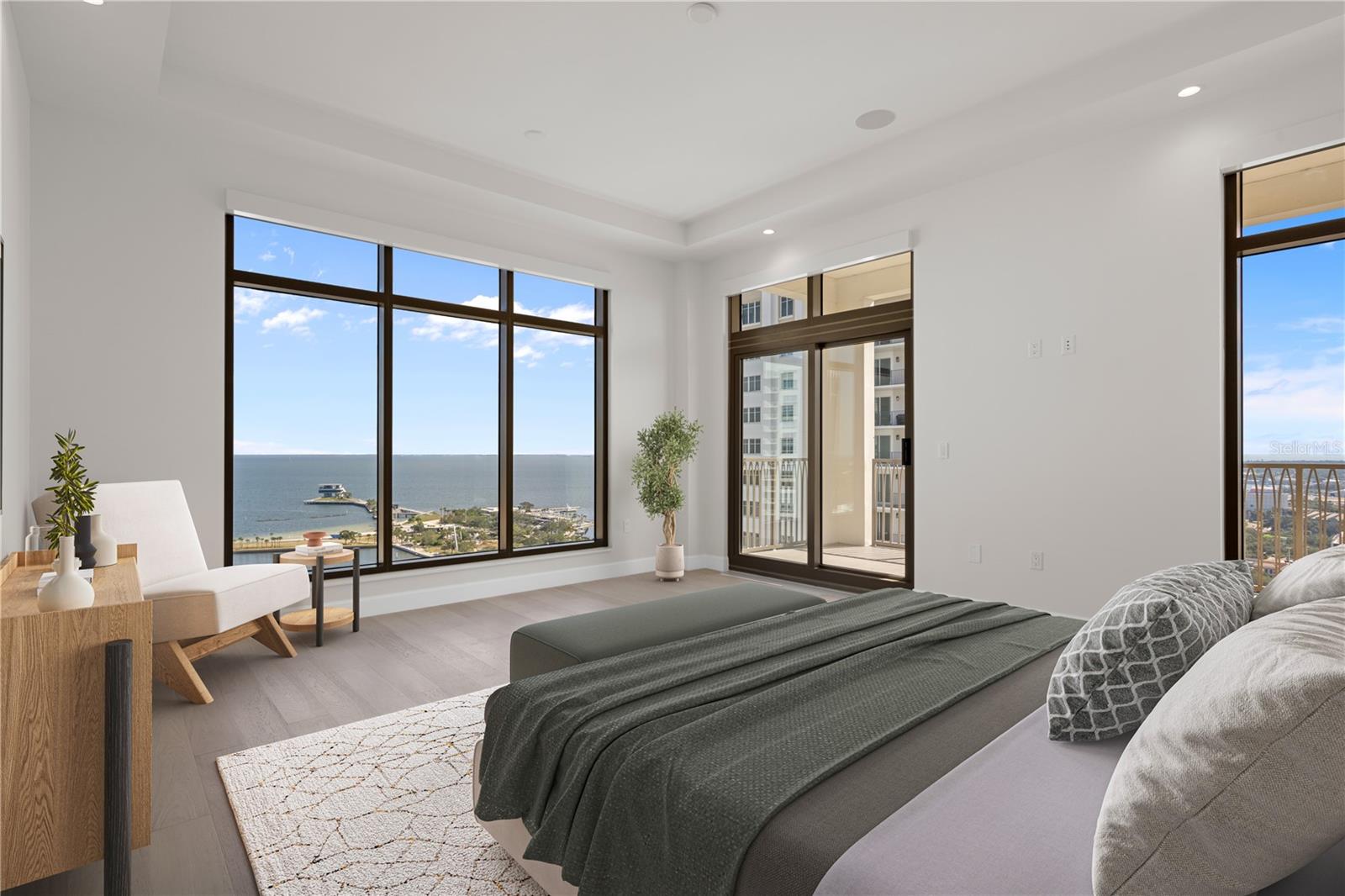 Stunning bay and skyline views from bed.
