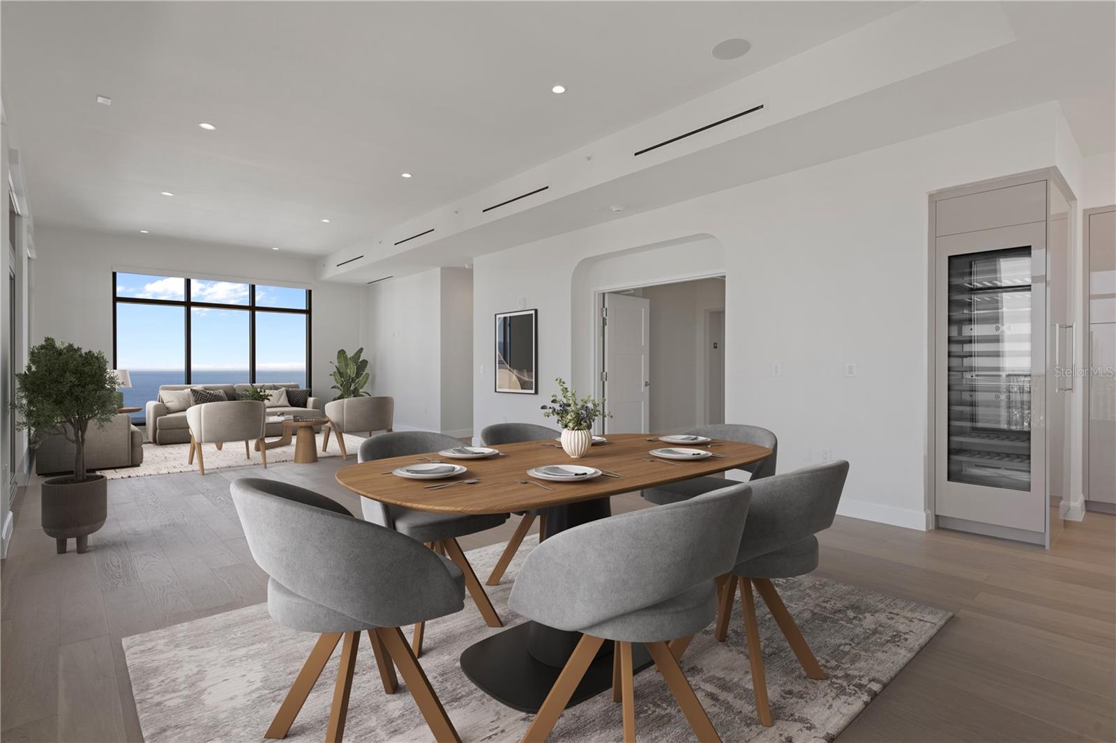 Floor-to-ceiling windows with breathtaking bay views.