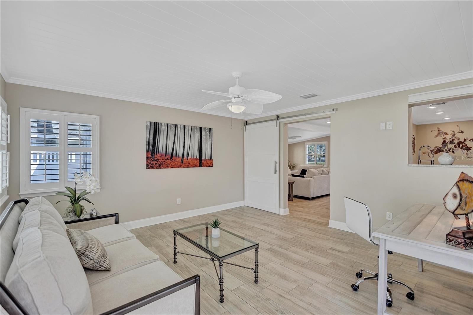 Barn door to close off access to second bedroom/family room