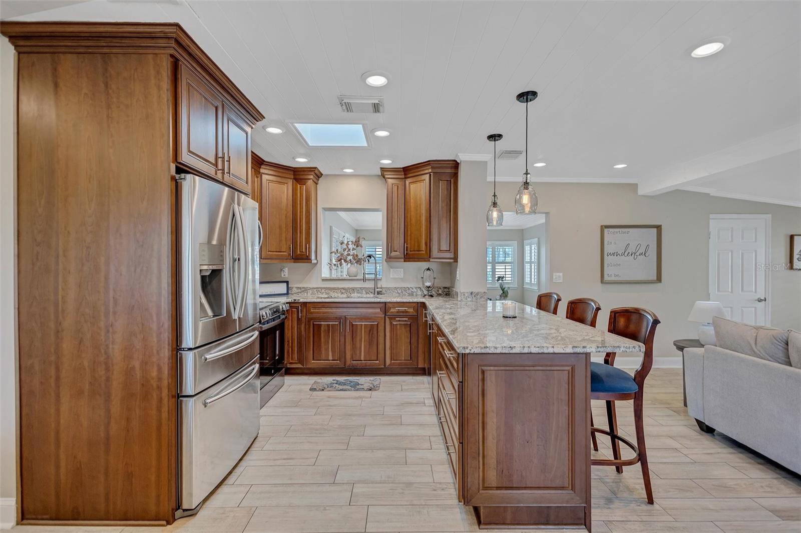 Beautiful granite counters with Bar Seating