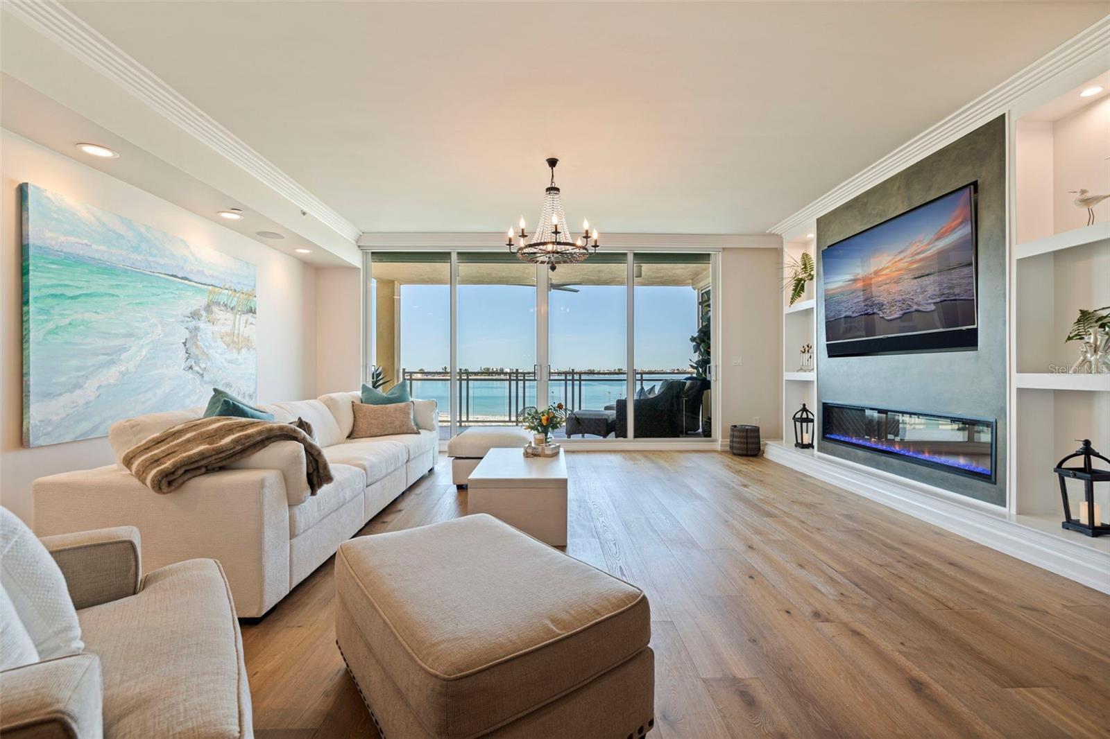 Amazing views of the Gulf from this expansive living room.