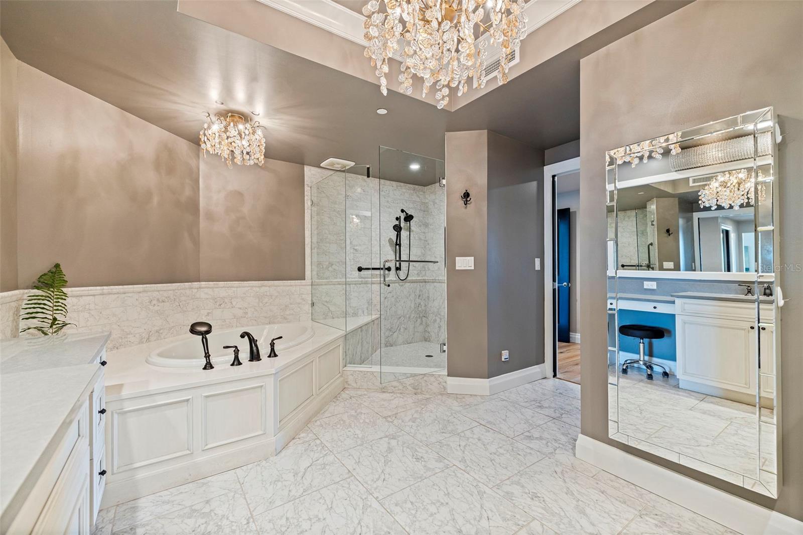 Absolutely stunning master en-suite with designer lighting.