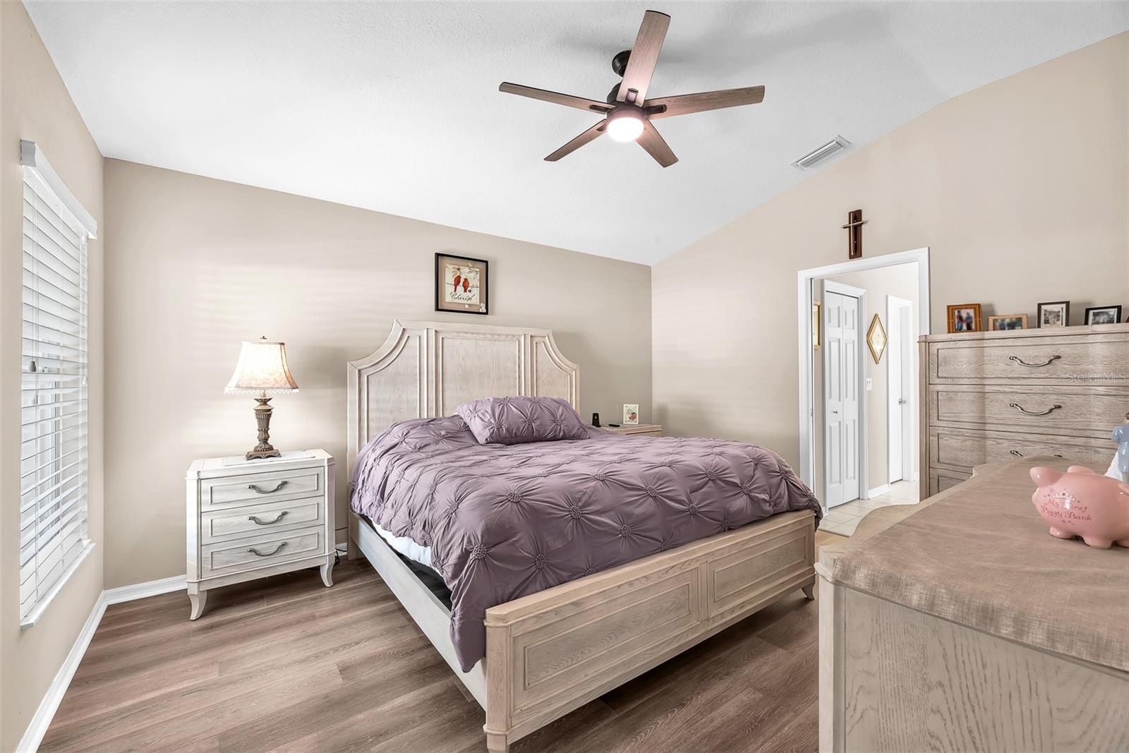 The primary retreat has his & hers walk-in closets and a spa-like ensuite.