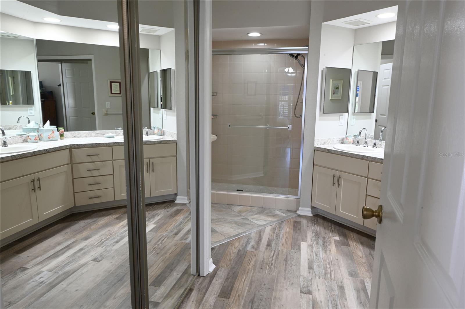 Master Ensuite bath with new counter tops, pluming & updated cabinetry.