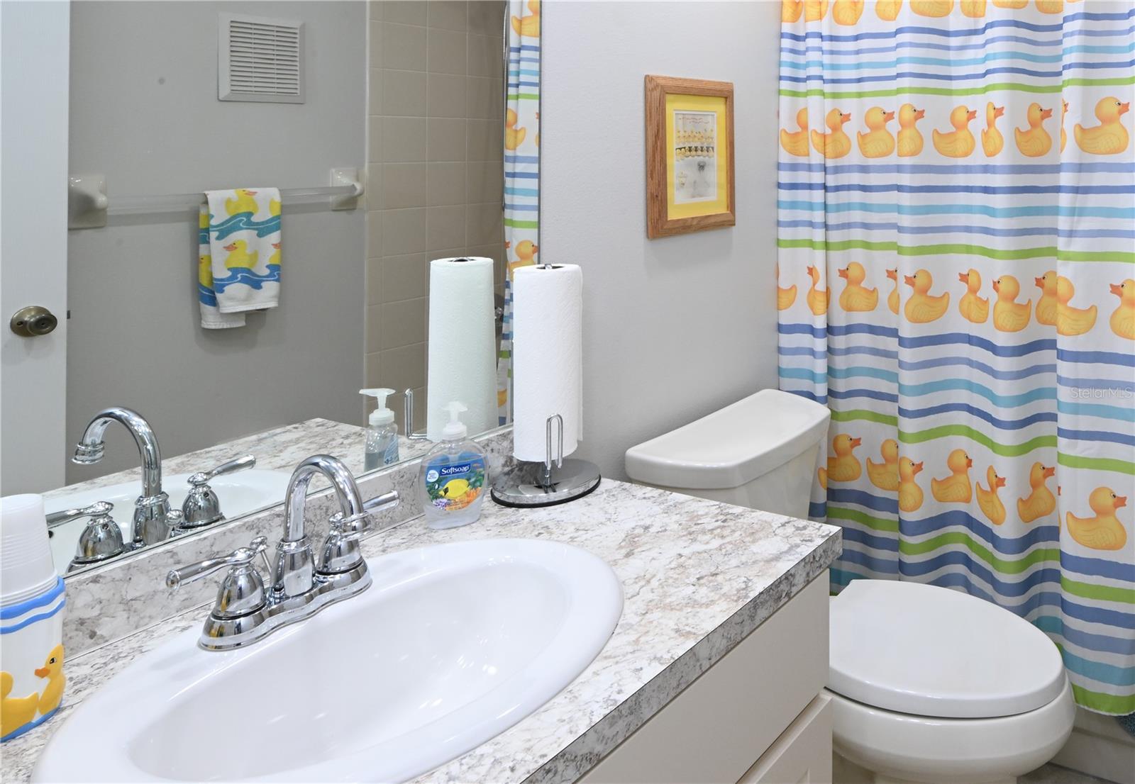Guest Bath with new counter top, new plumbing fixture and bathtub/shower like new with very little usage.