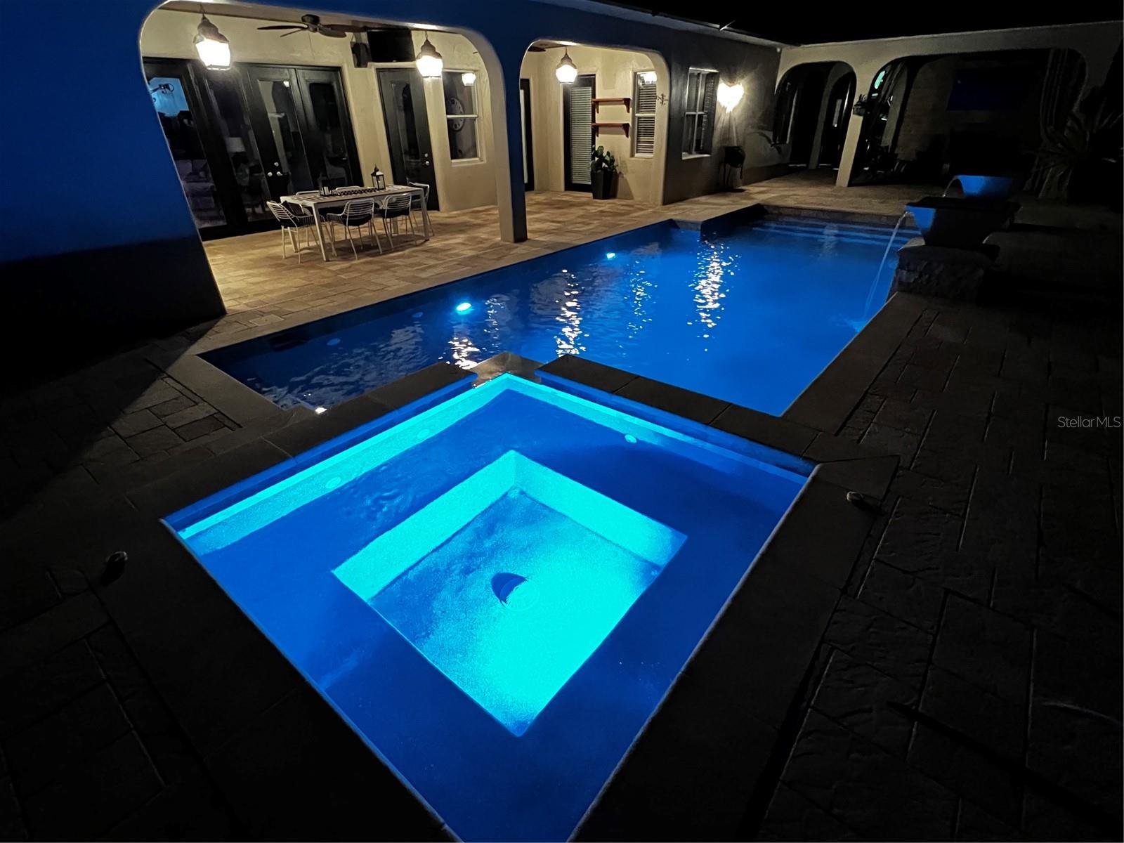 Pool & Spa at night
