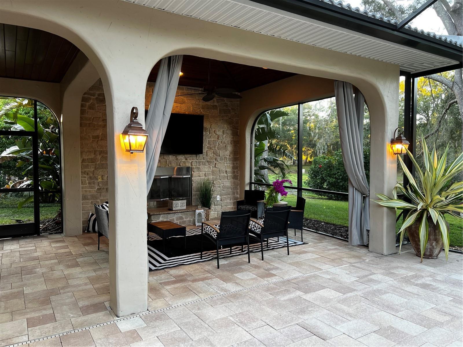 Outdoor Lodge at dusk