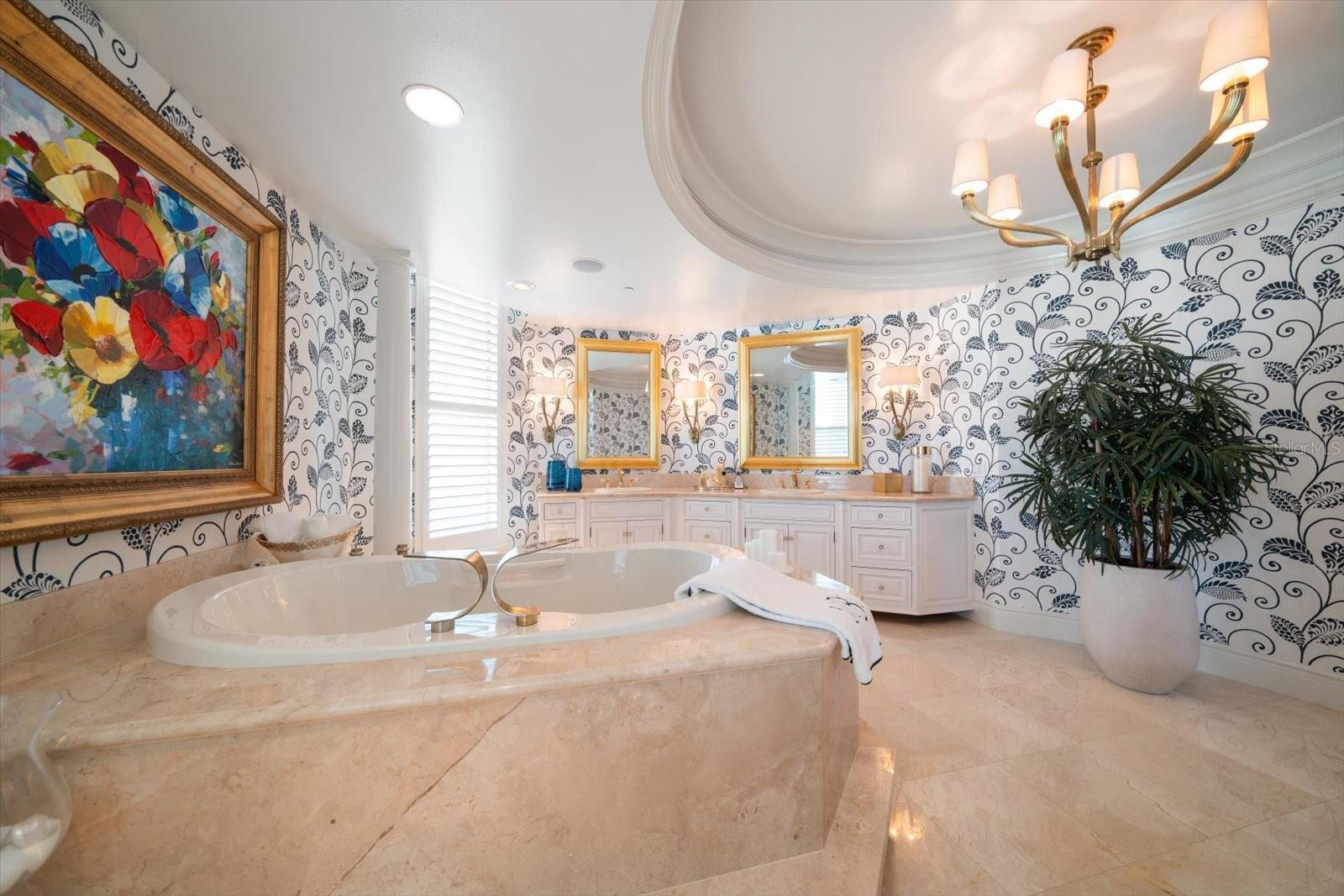 The primary suite rivals a fine spa!