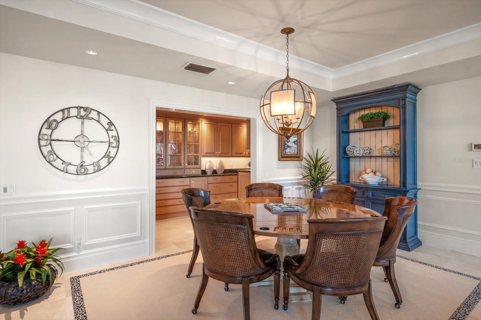 Overhead lighting creates ambiance to transform various spaces moods.