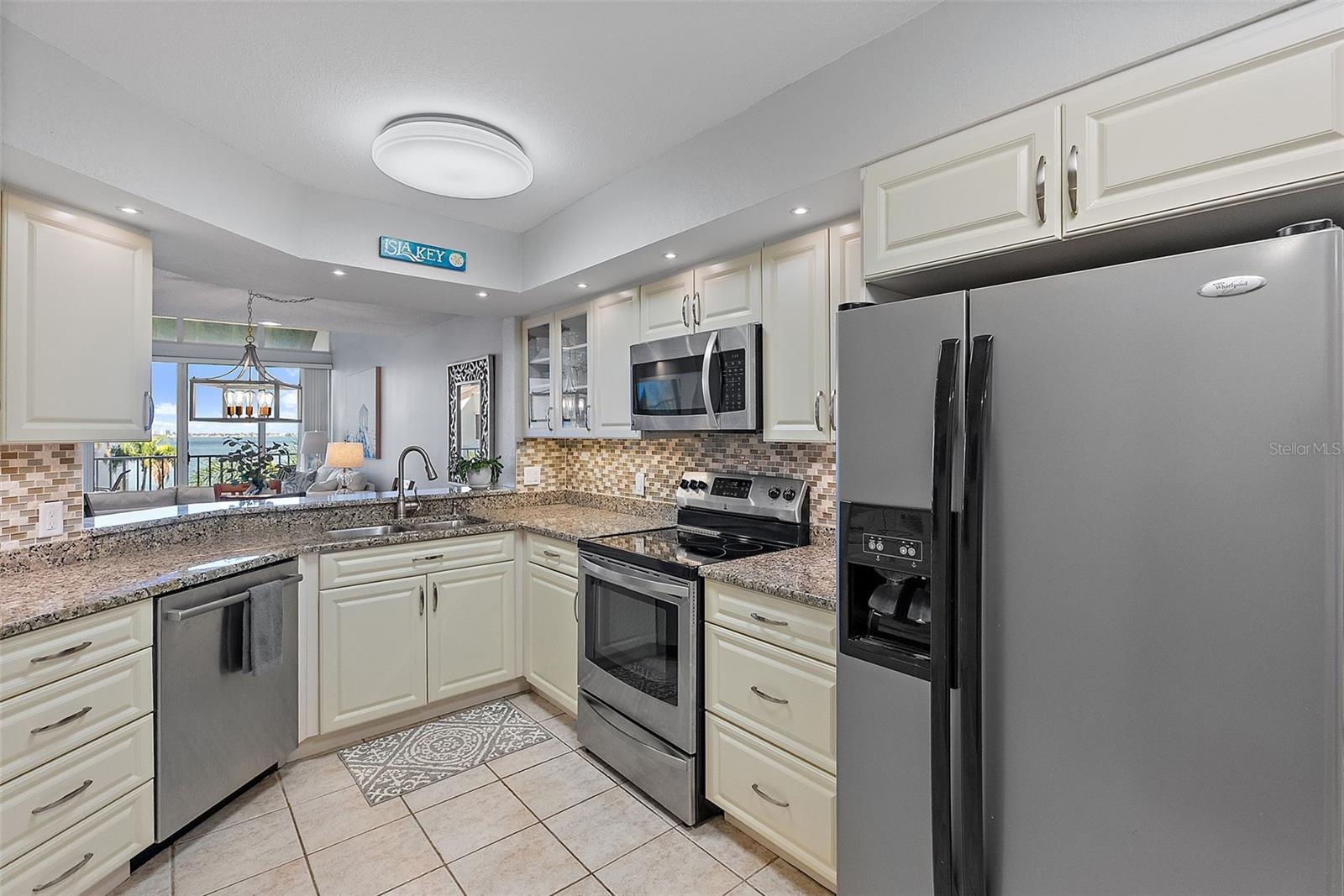 Kitchen with granite countertops and lots of cabinet space