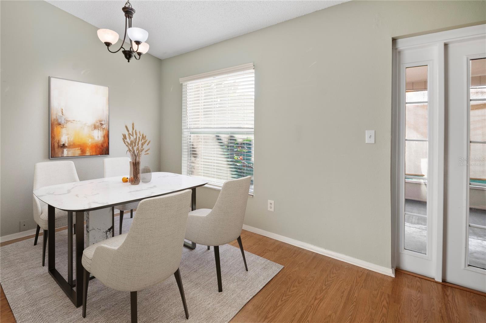 Virtually staged dining area