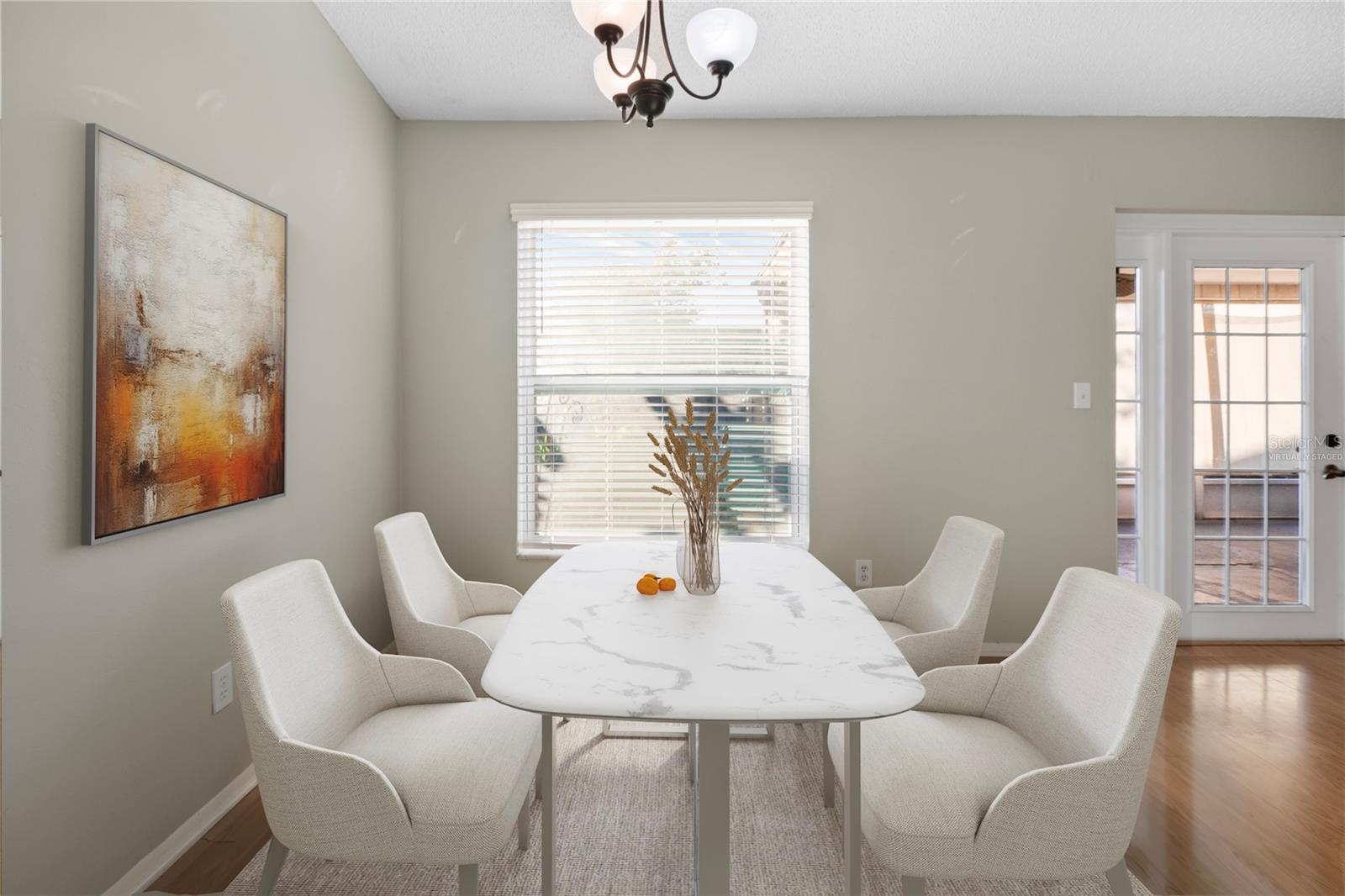 Virtually staged dining area