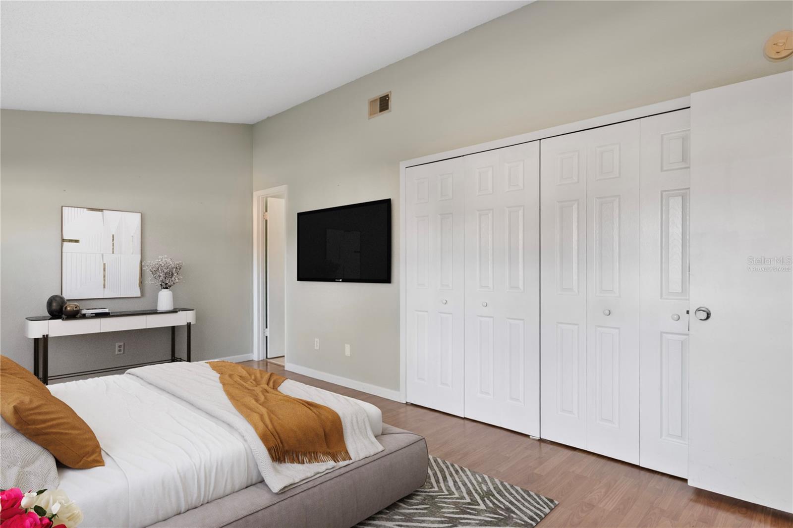 Virtually staged master bedroom