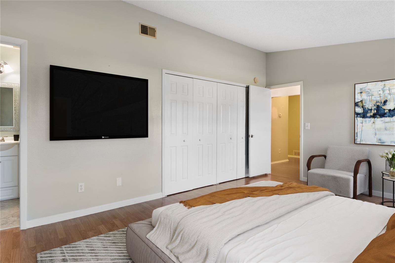 Virtually staged master bedroom