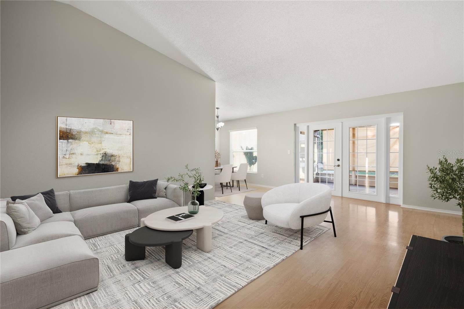 Virtually staged living room