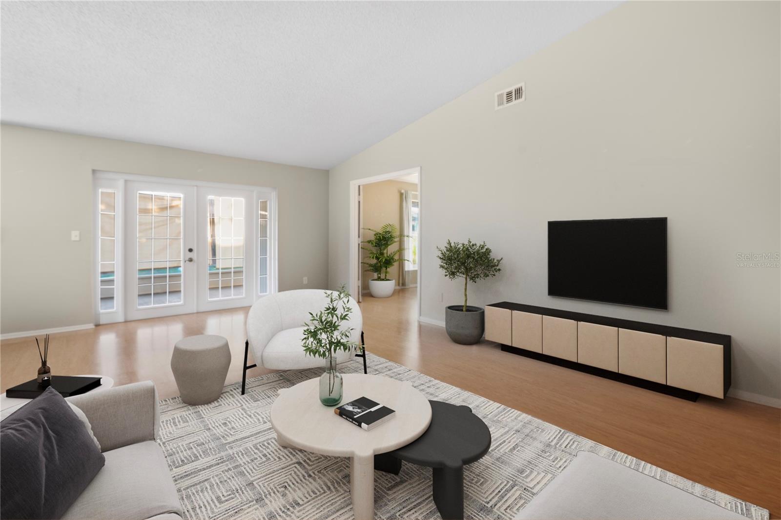 Virtually staged living room