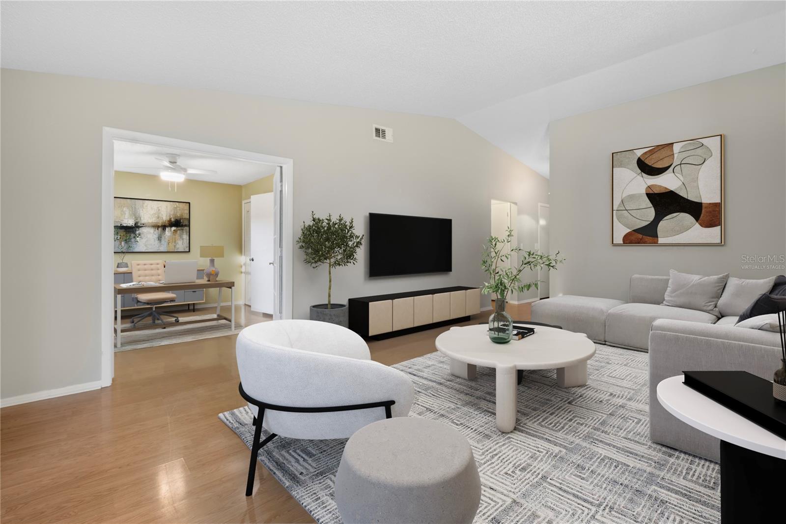 Virtually staged living room