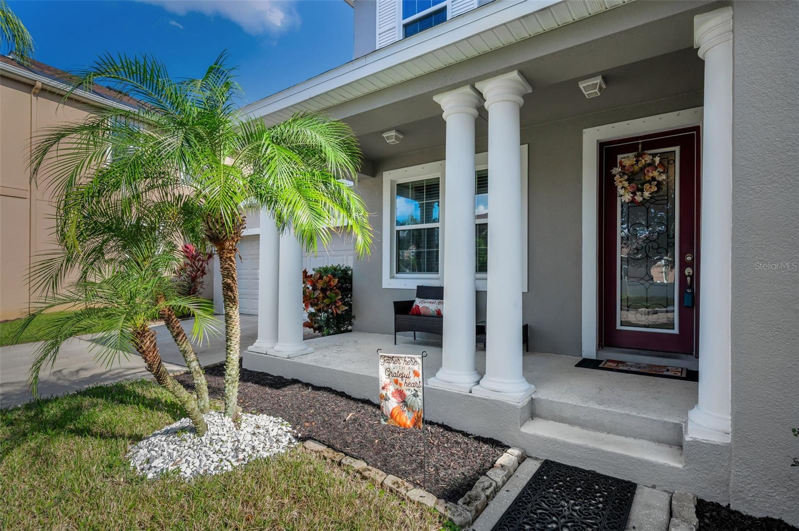 entrance and covered front portico
