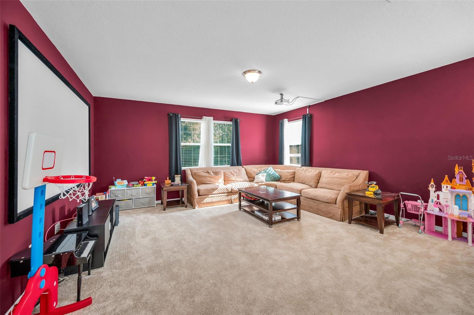 bonus room/media room, wired for surround sound, the screen and the Superbox S6 Max (android tv box) will stay