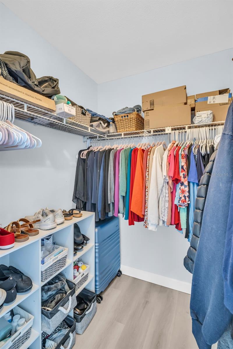 Primary bedroom has a walk in closet