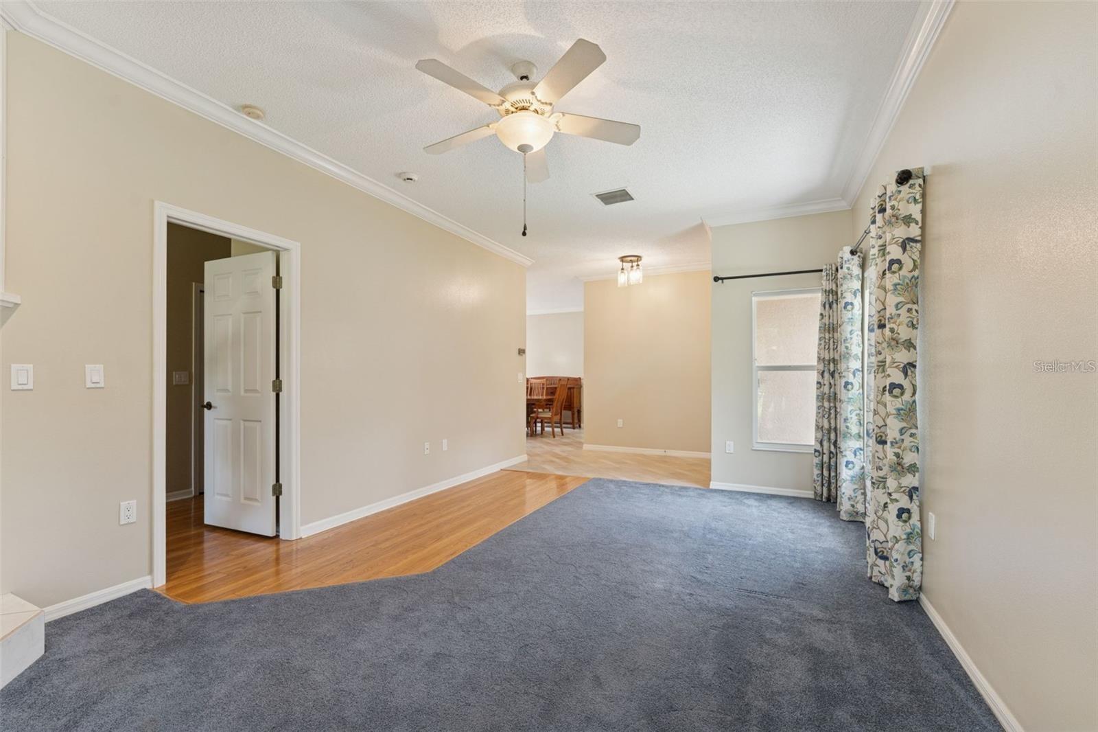 Living room view looking back towards front entry