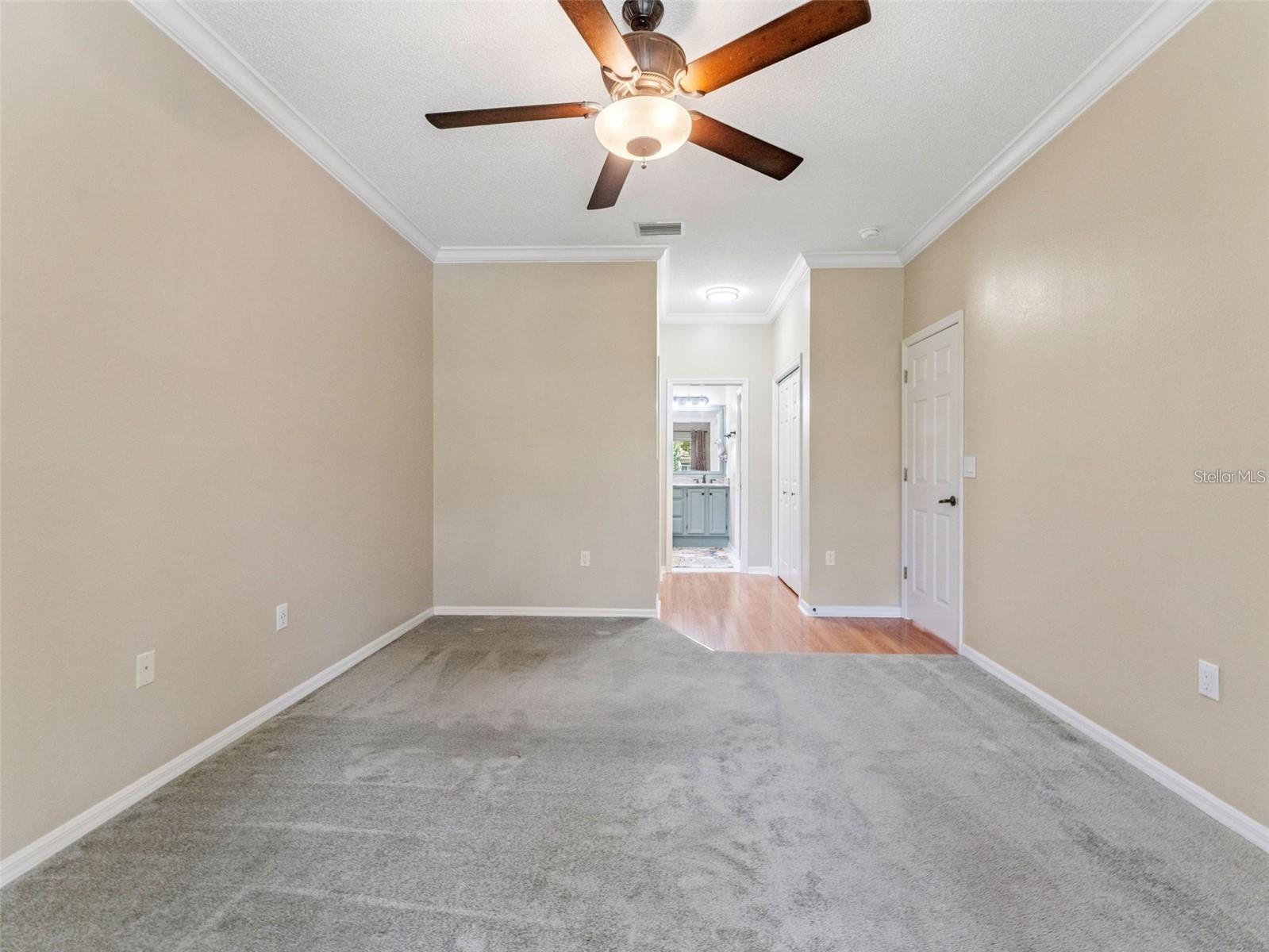 Primary bedroom looking towards en-suite bathroom
