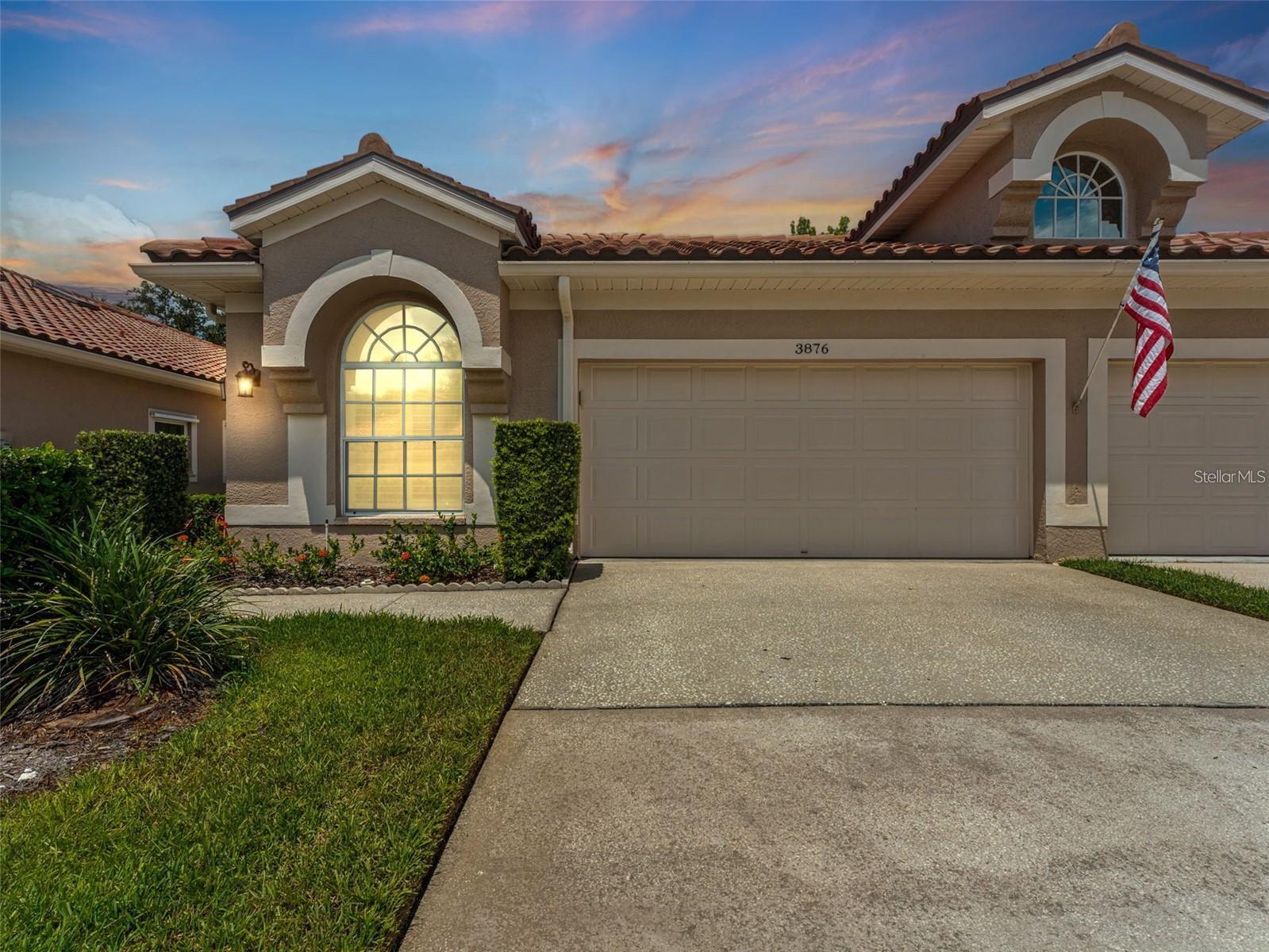 Front elevation at dusk