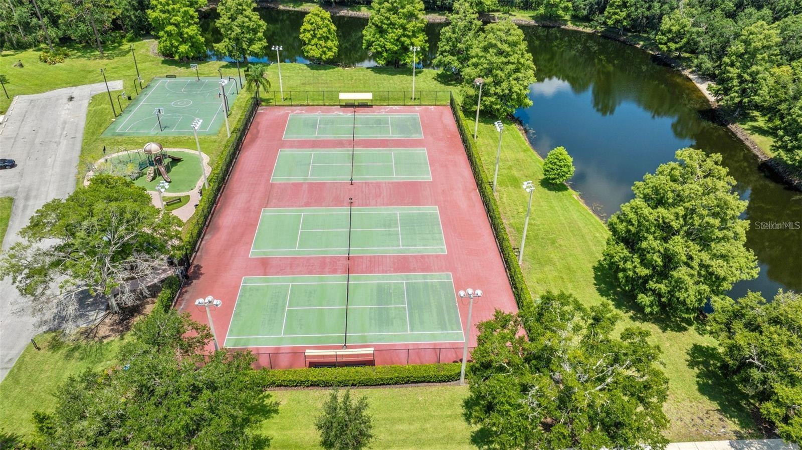 Lighted tennis courts