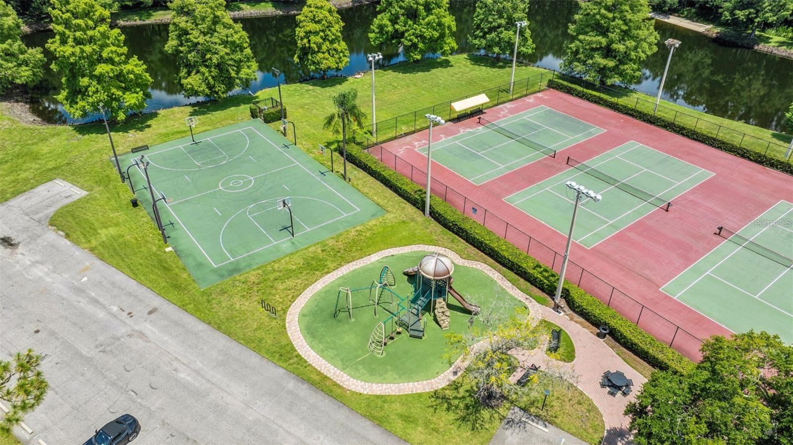 Basketball courts and playground