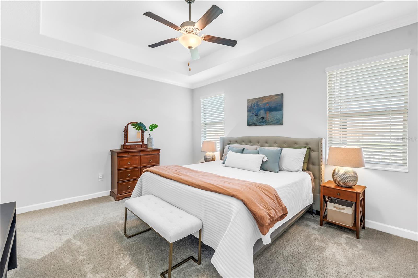 The Master Bedroom is truly expansive complete with an in-set tray ceiling and crown molding
