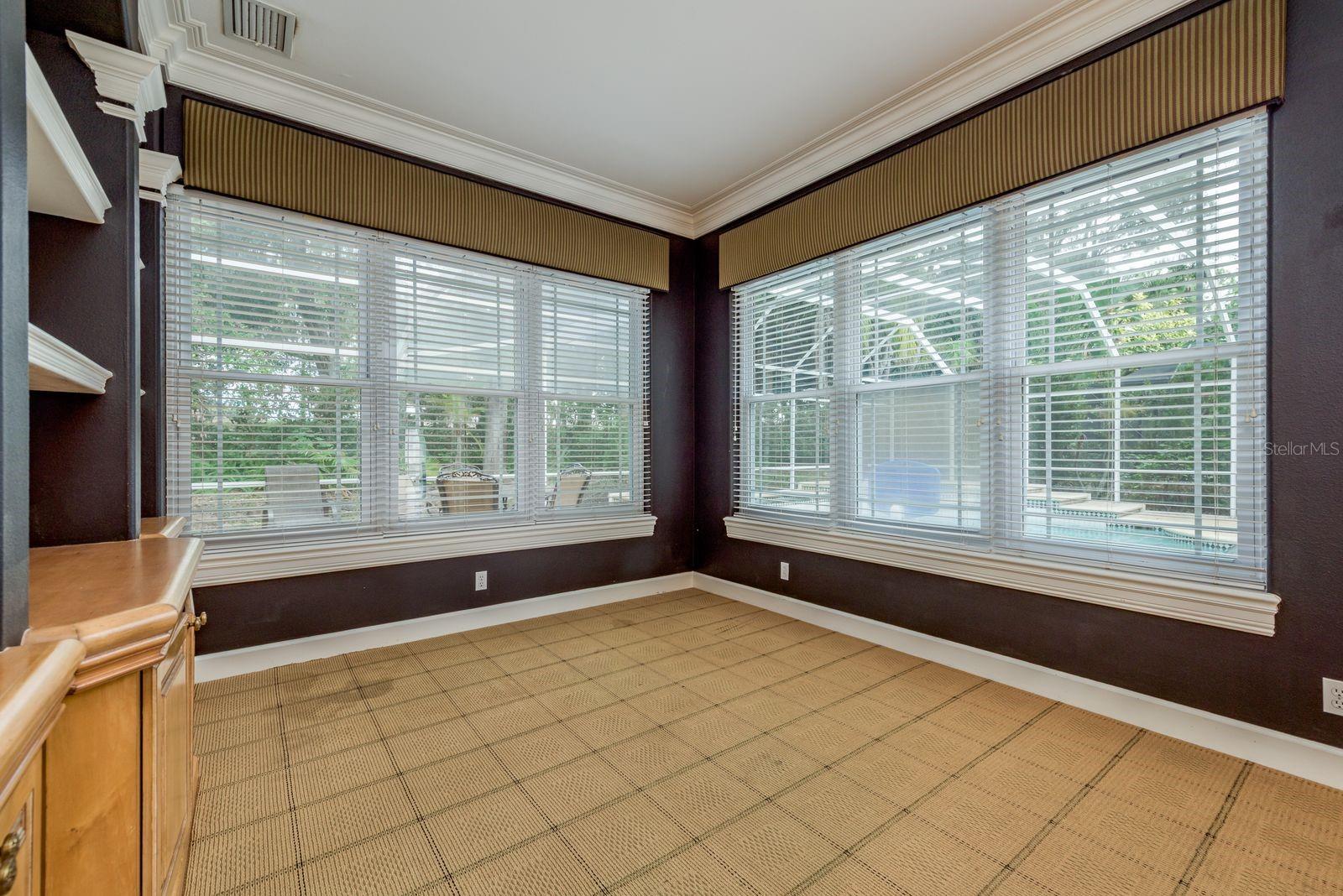 Private office overlooking pool