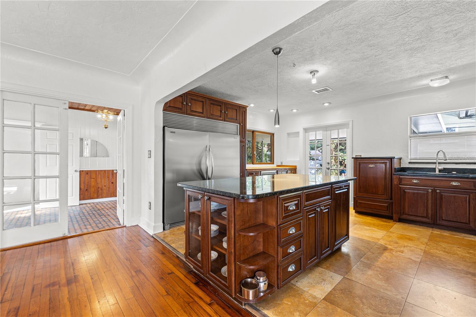 Beautiful wood cabinetry.