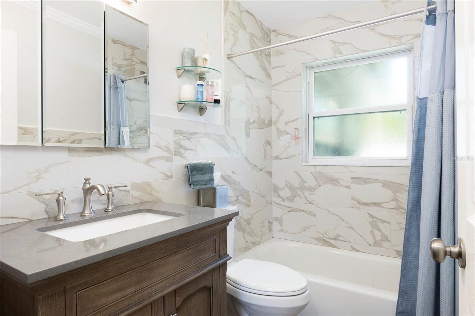 The gorgeous bathroom is ready for the new owners to enjoy.