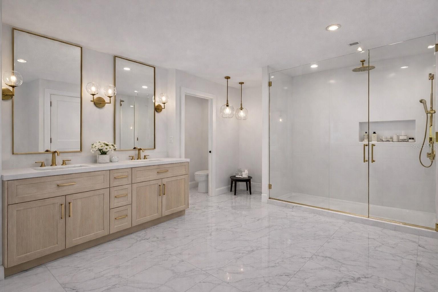 AI generated updated primary bathroom.