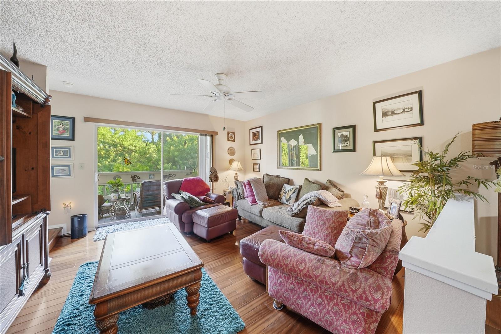 Living room and sliders to lanai