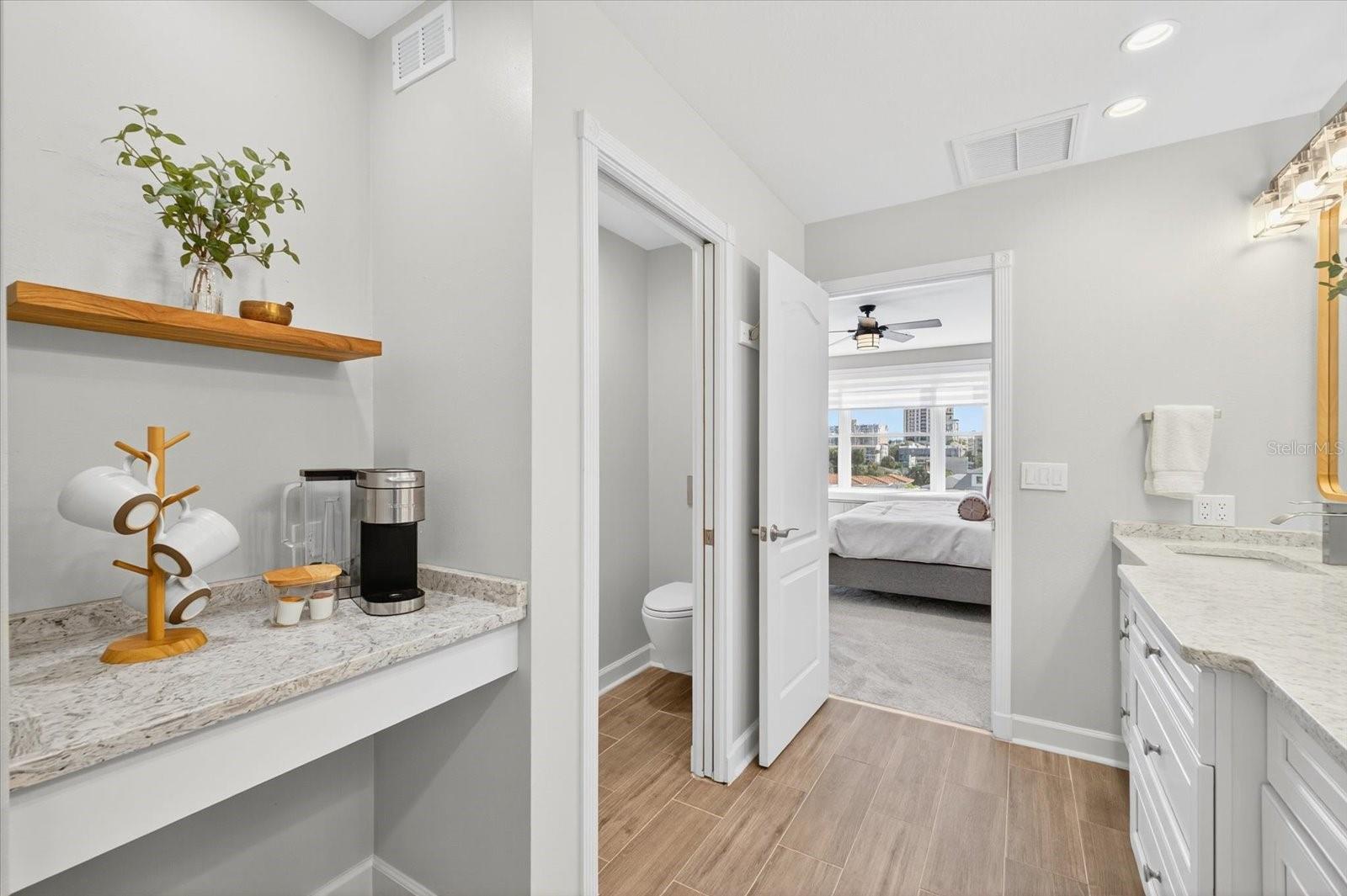 Coffee bar in master bath