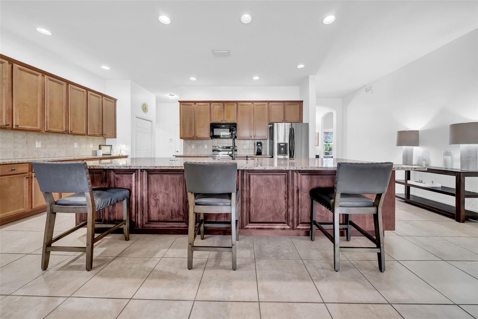 13 ft. Kitchen island great for entertaining.