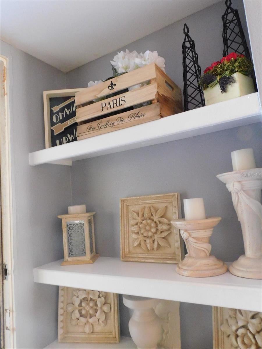 shelving in living room area