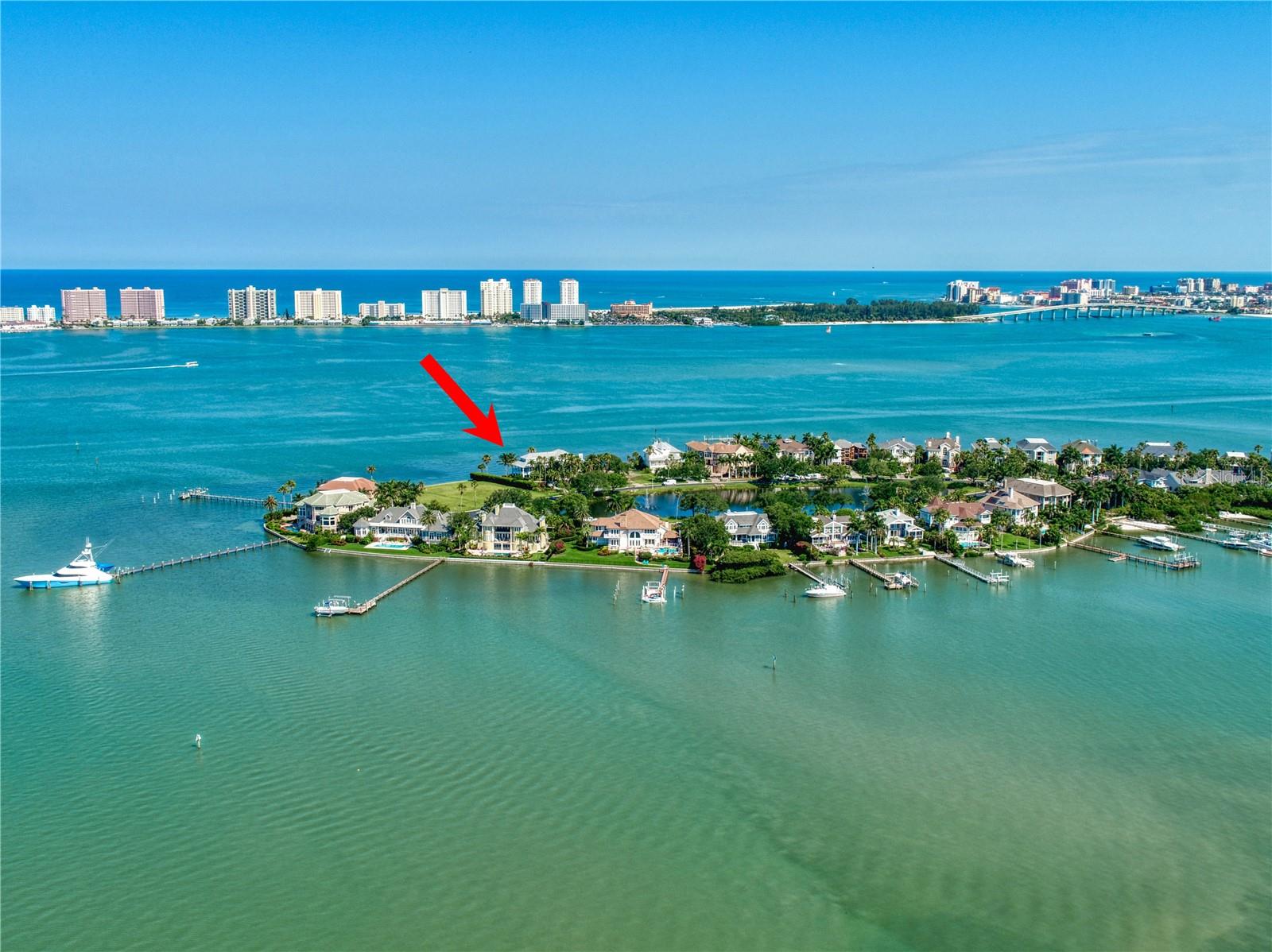 Aerial of the private Belleview Island