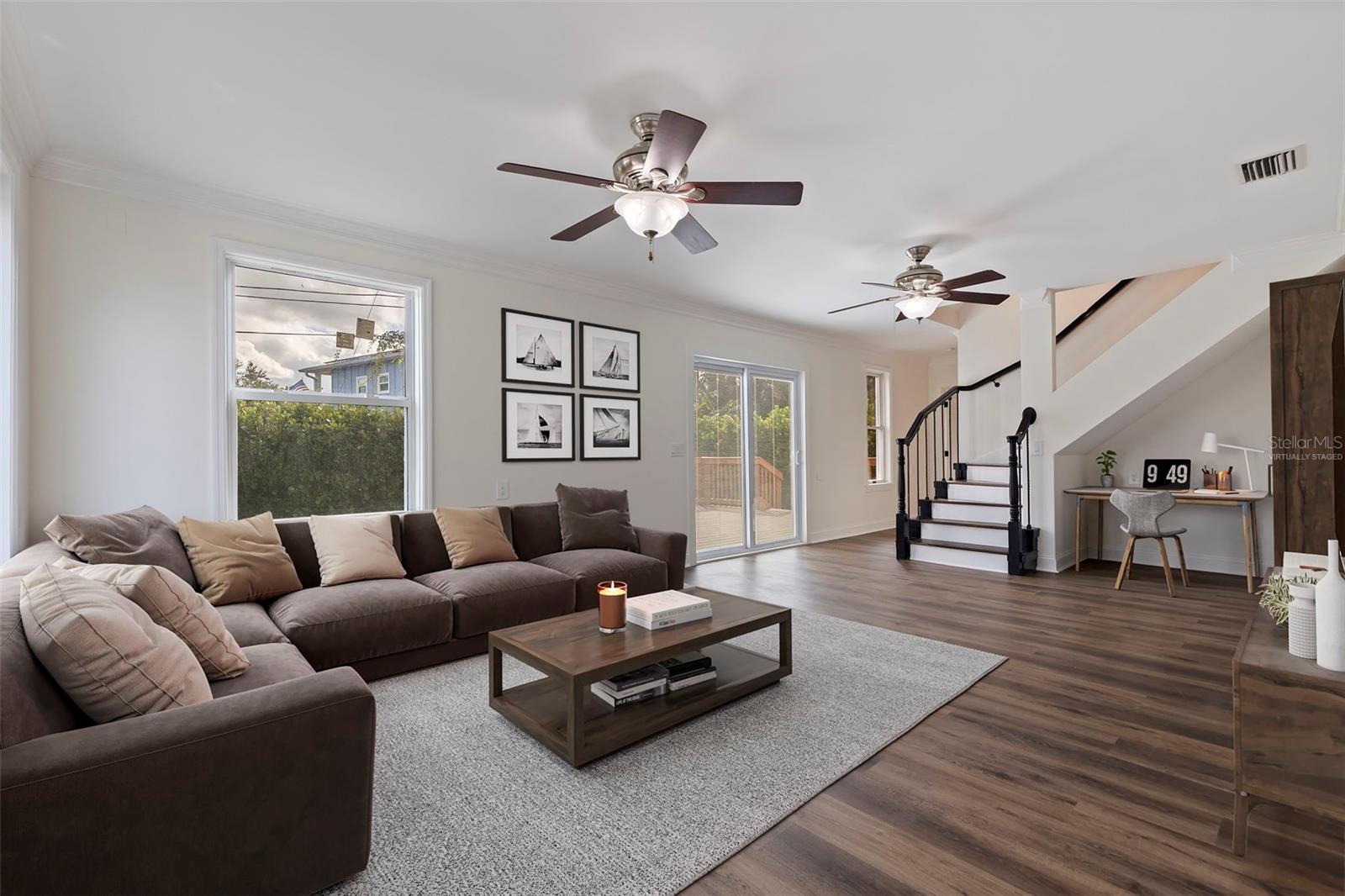 virtually staged family room area