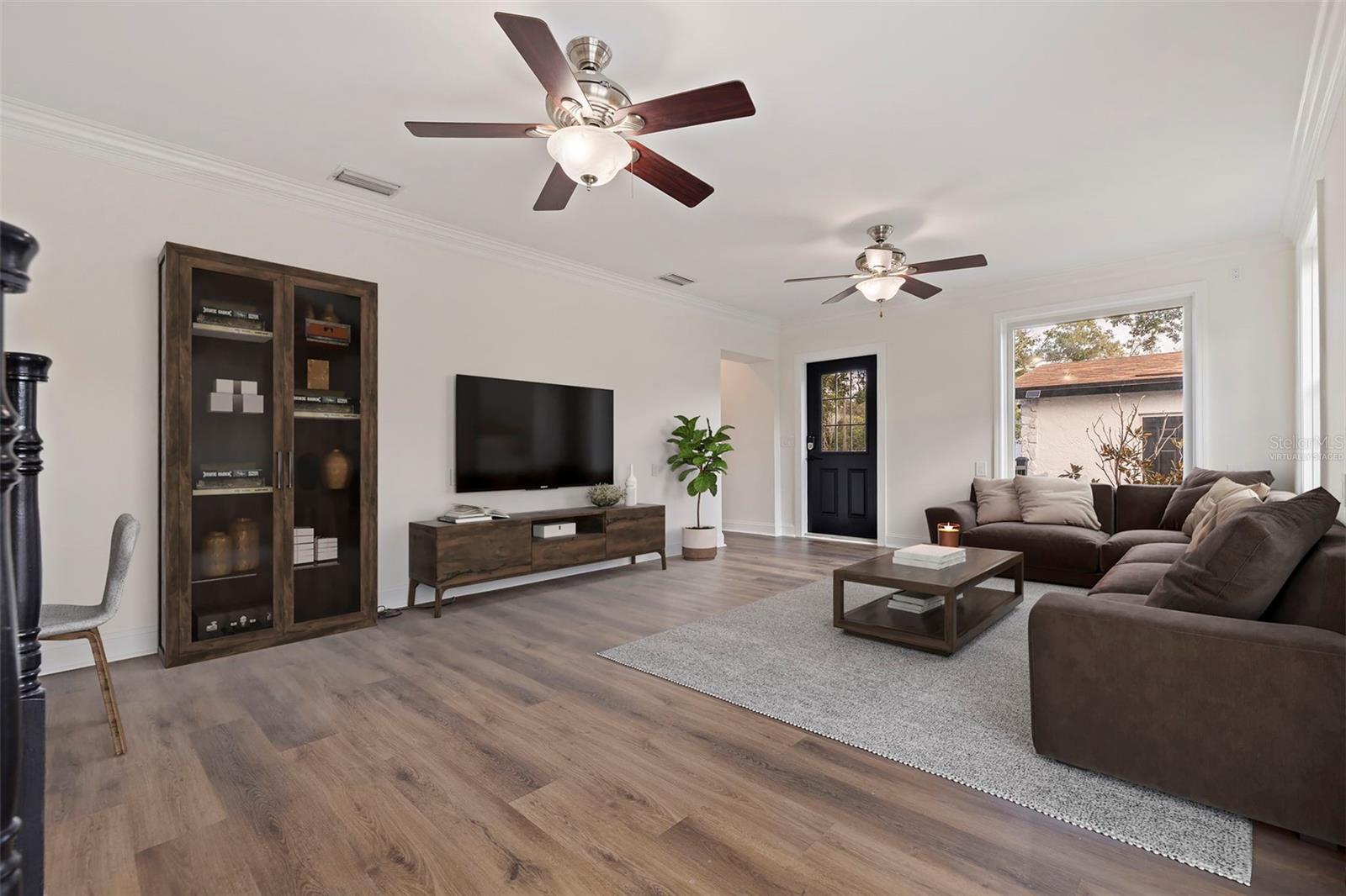 virtually staged family room area