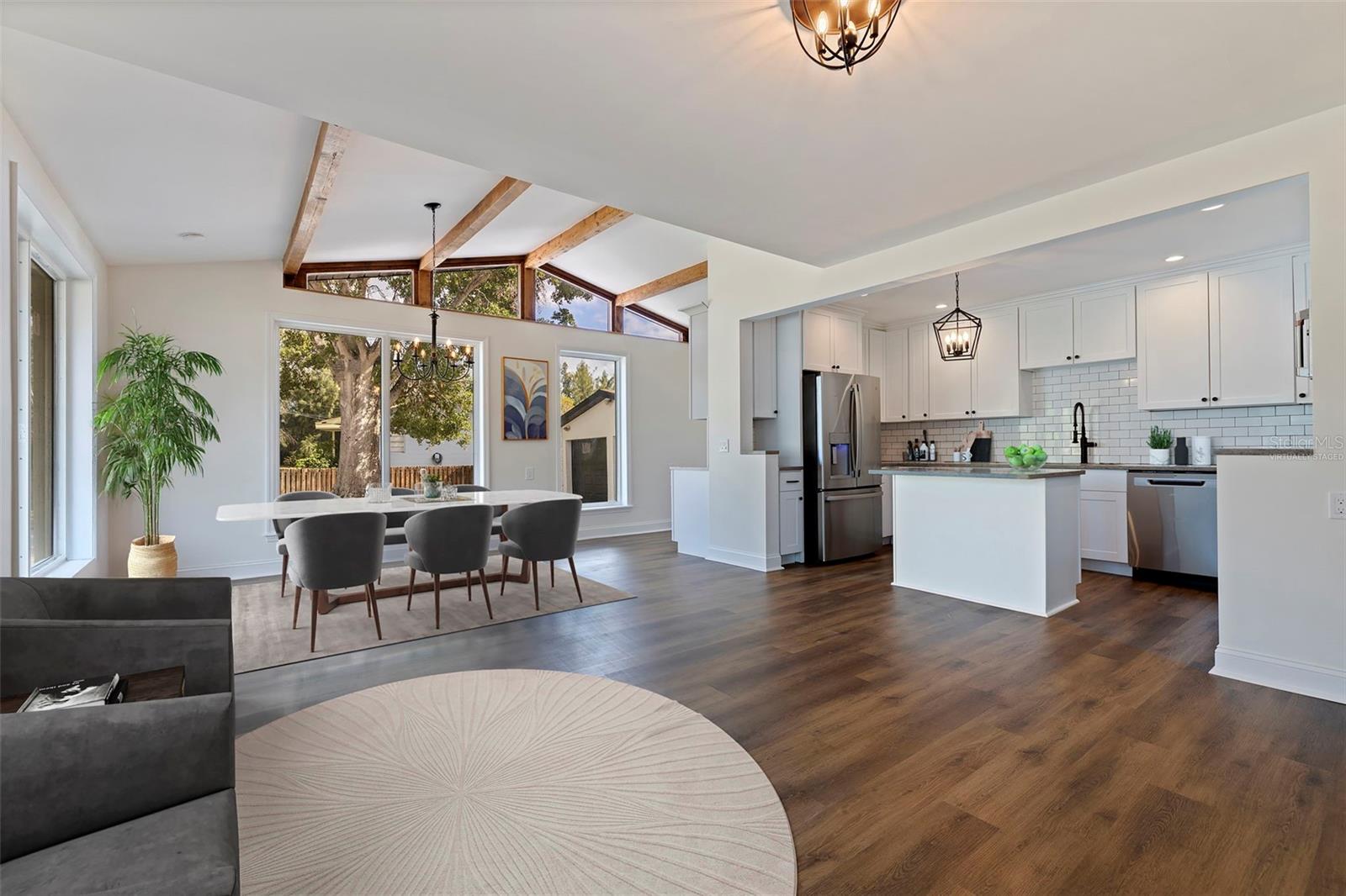 virtually staged great room area