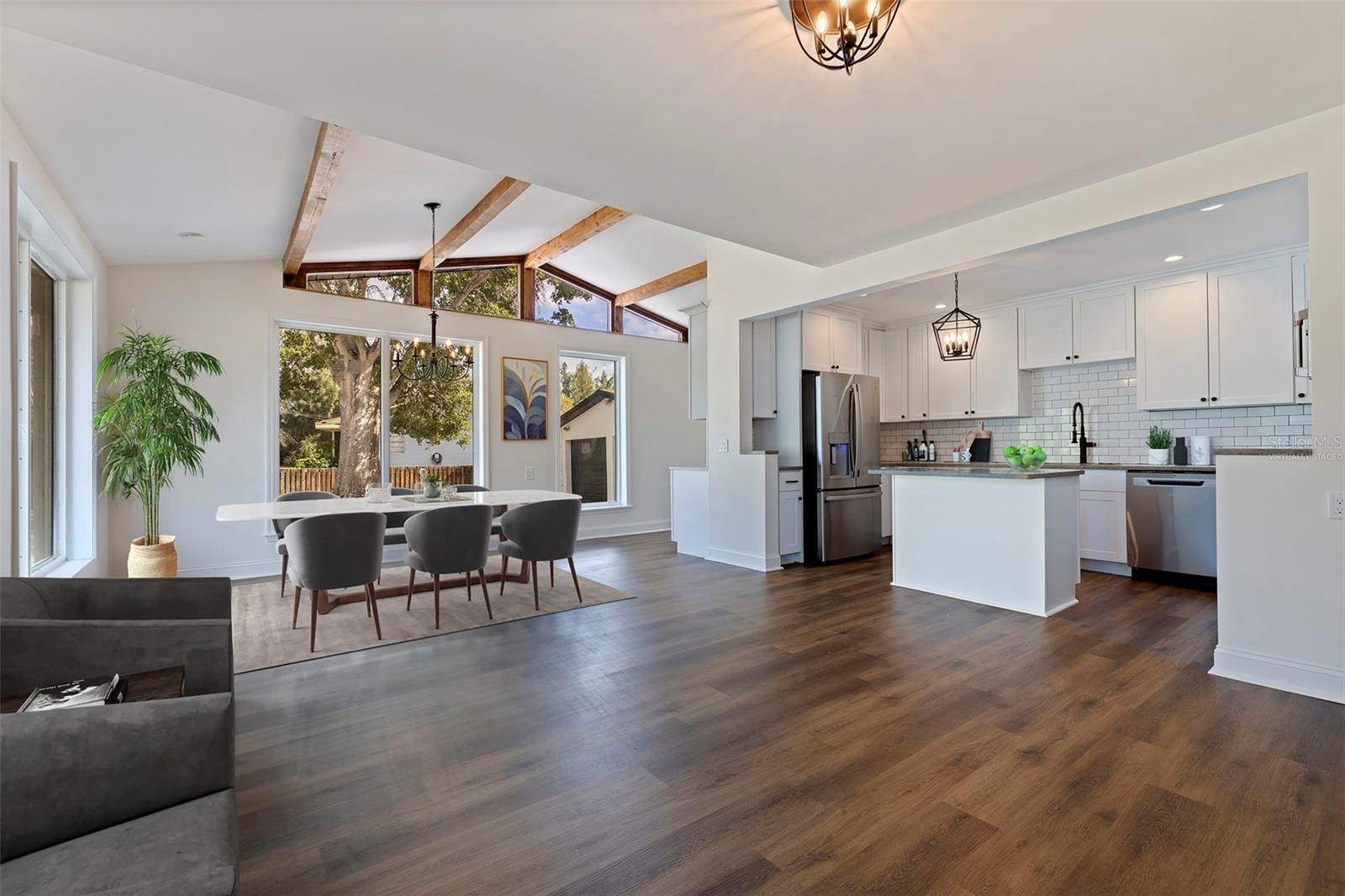 virtually staged great room area