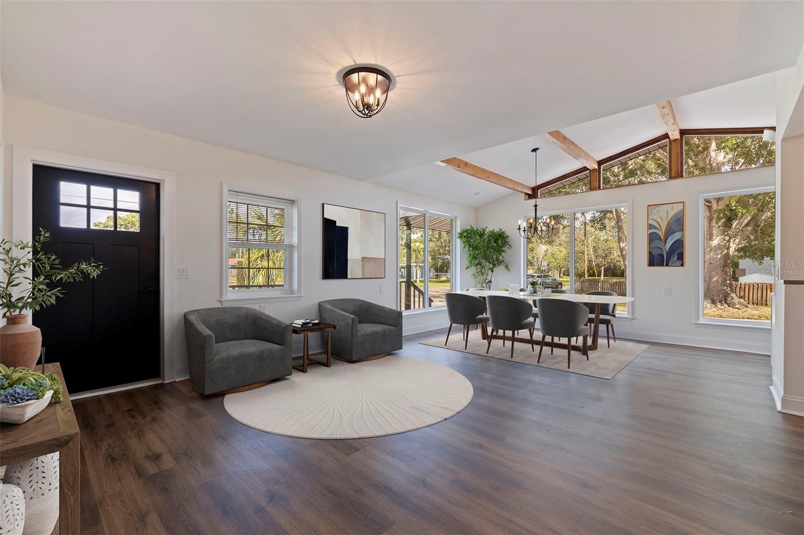 virtually staged entry - great room area