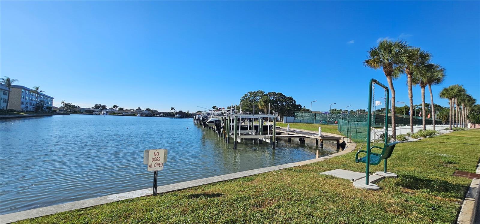 Swings to sit and enjoy the water views.