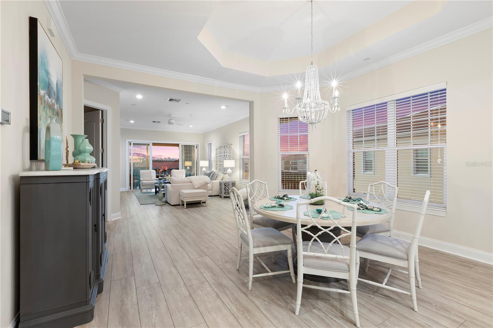 Dining Room, approaching main Living area and covered terrace.