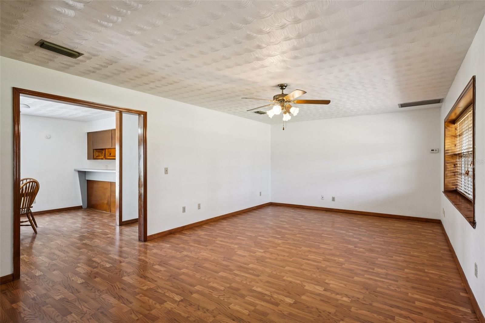 Living room into dining room