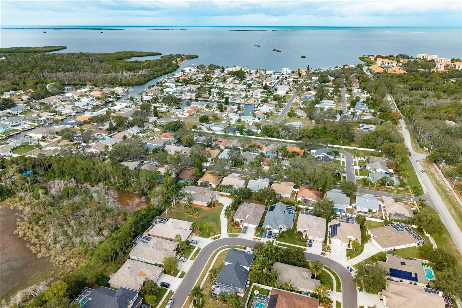 Aerial view showing proximity to the water
